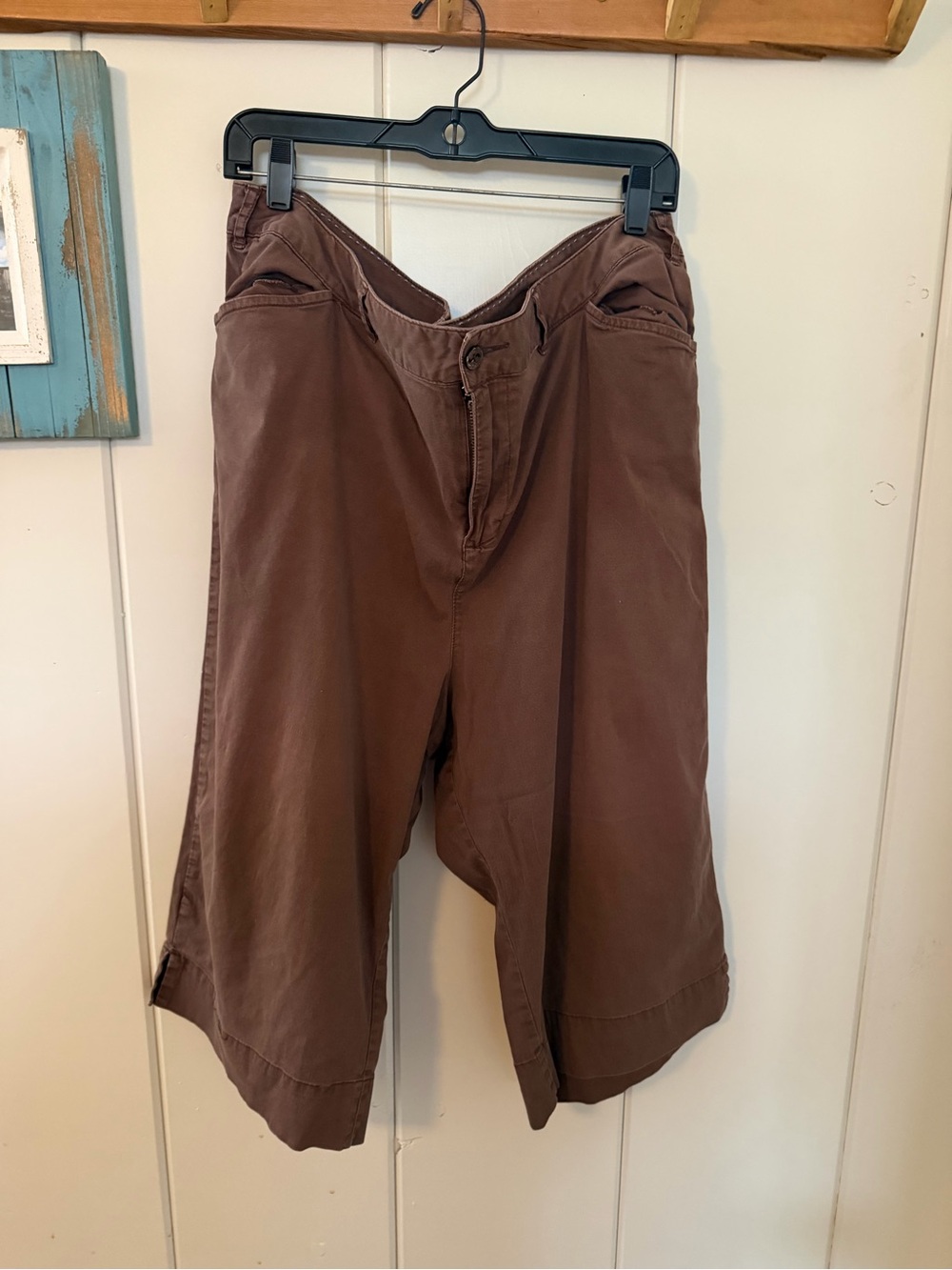 Liz & Me Women’s 20W Brown Wide Leg Gaucho Capri Pants Y2K